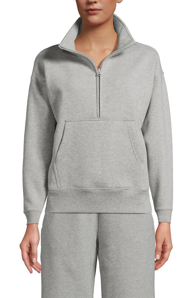 Lands' End Serious Sweats Relaxed Long Sleeve Half Zip Sweatshirt in Gray Heather Cover