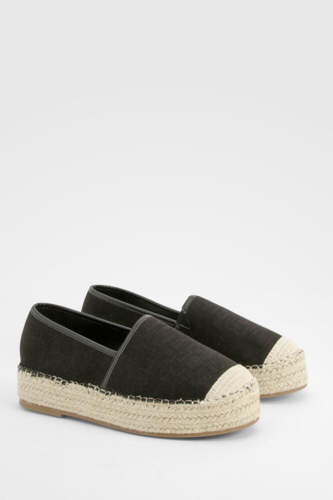 boohoo Womens Closed Toe Platform Espadrilles - Black Cover