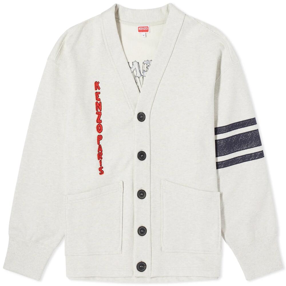 Kenzo Men's Drawn Varsity Oversize Cardigan in Pale Grey Cover