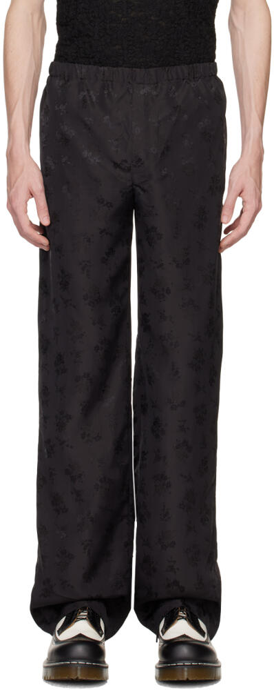 Anna Sui Black Floral Jacquard Trousers Cover