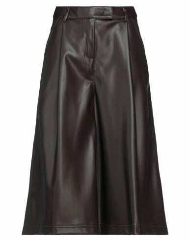 Sfizio Woman Pants Dark brown Polyurethane, Polyester Cover