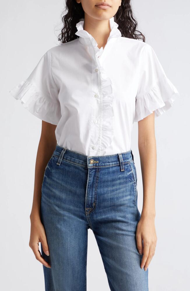 MILLE Vanessa Ruffle Detail Cotton Blouse in White Cover