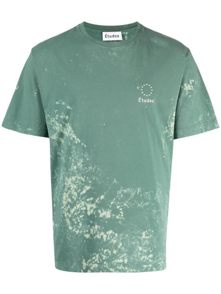 Etudes bleached-effect organic cotton T-shirt - Green Cover