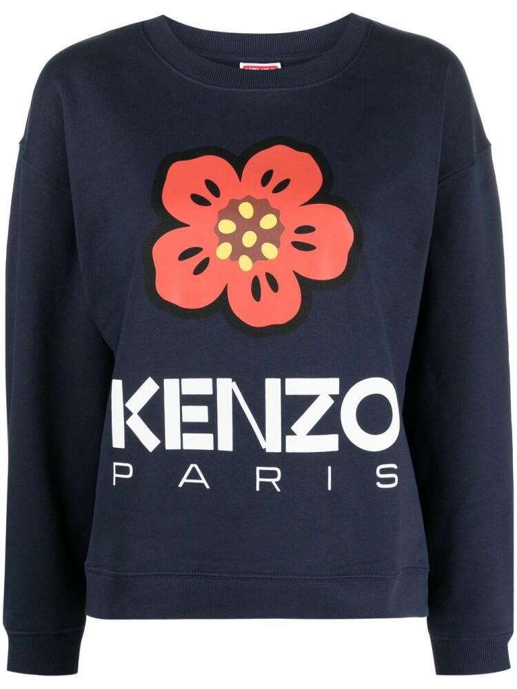 Kenzo logo-print cotton sweater - Blue Cover