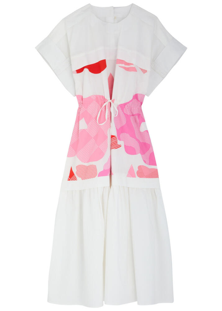 Lovebirds Printed Panelled Cotton-poplin Midi Dress - Ivory Cover