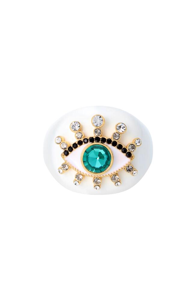 Kurt Geiger London Resin Evil Eye Cocktail Ring in Ivory Cover