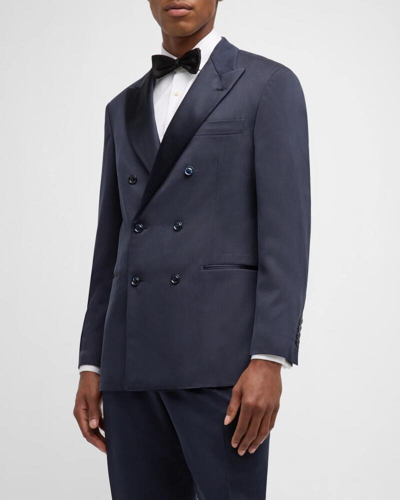 Brunello Cucinelli Men's Satin-Lapel Double-Breasted Tuxedo Cover