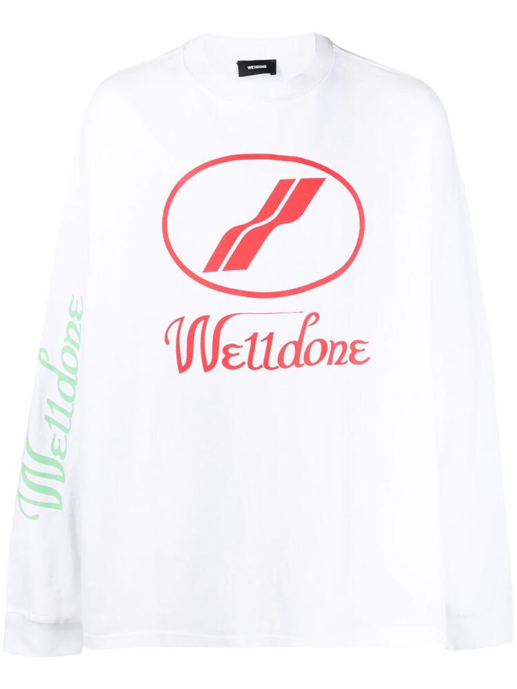 We11done logo print long-sleeved T-shirt - White Cover