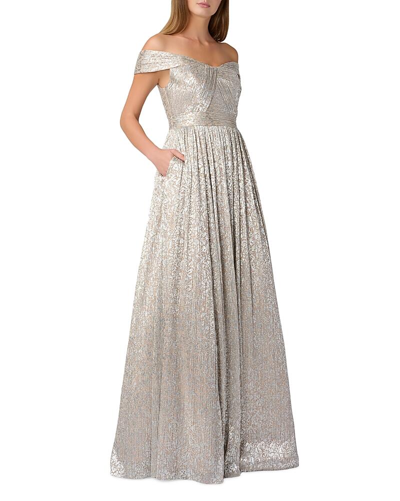 Aidan Mattox Metallic Off The Shoulder Gown Cover