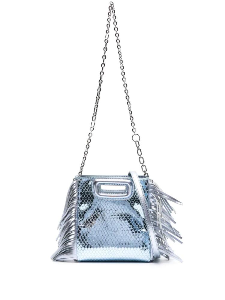 Maje snakeskin-effect leather shoulder bag - Blue Cover