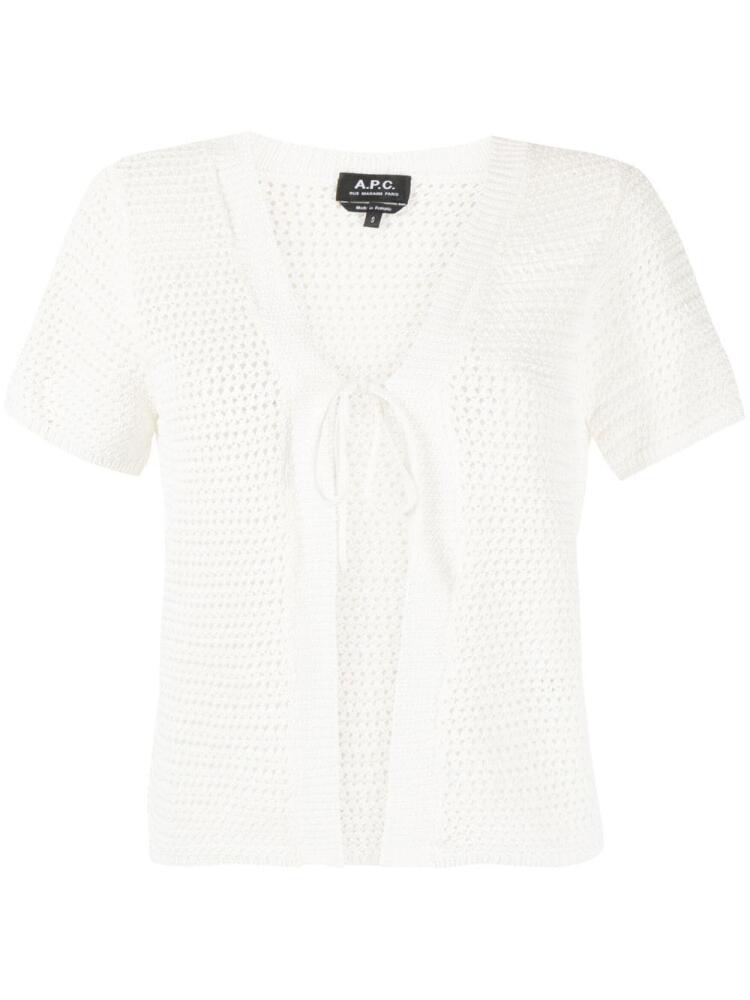 A.P.C. short-sleeve tie-front cardigan - White Cover