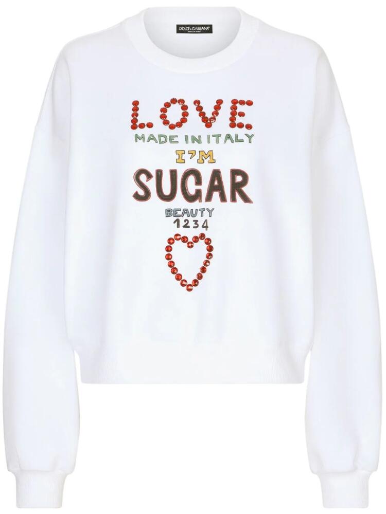 Dolce & Gabbana crystal-embellished sweatshirt - White Cover