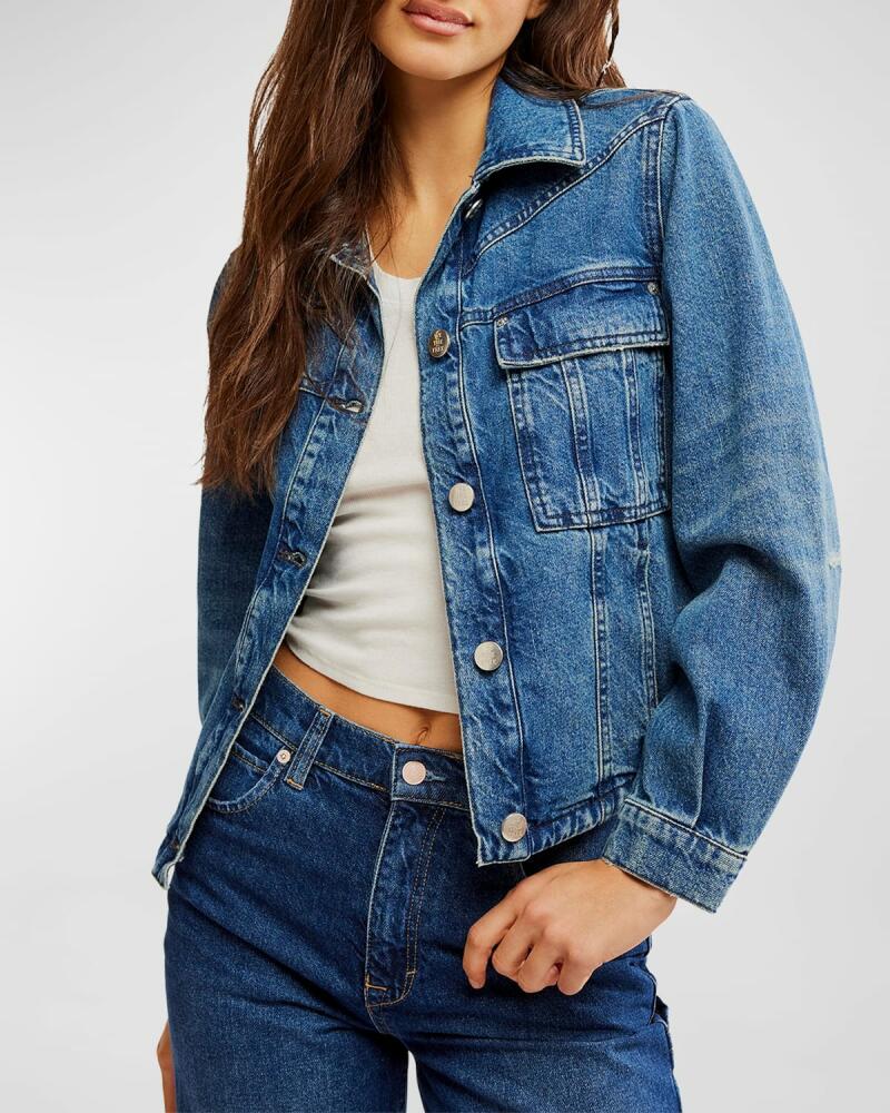 Free People We The Free Jade Cropped Denim Jacket Cover