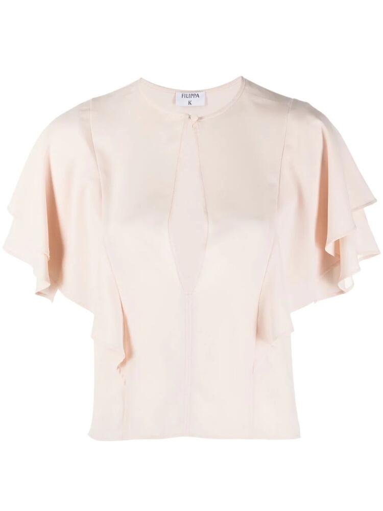 Filippa K keyhole-neck frilled-sleeved blouse - Pink Cover