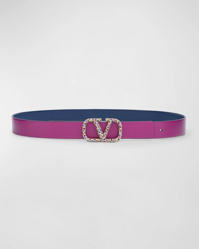 Valentino V-Logo Signature Reversible Leather Belt Cover