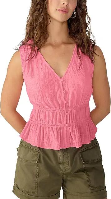 Sanctuary Featherweight Button Front (Strawberry Ice) Women's Clothing Cover