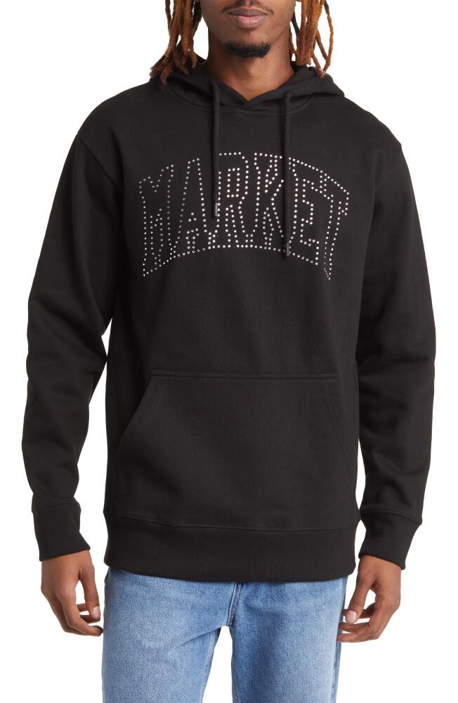 MARKET Arc Swarovski Crystal Embellished Cotton Logo Hoodie in Black Cover