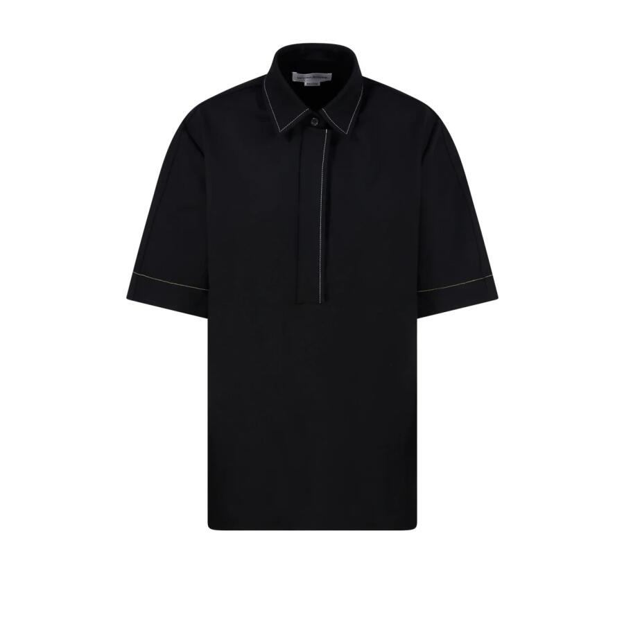 Victoria Beckham Pointed Collar Short-Sleeve Shirt Cover