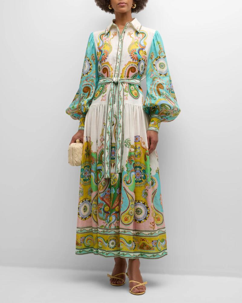 ALEMAIS Pinball Balloon-Sleeve Paisley Maxi Shirtdress Cover