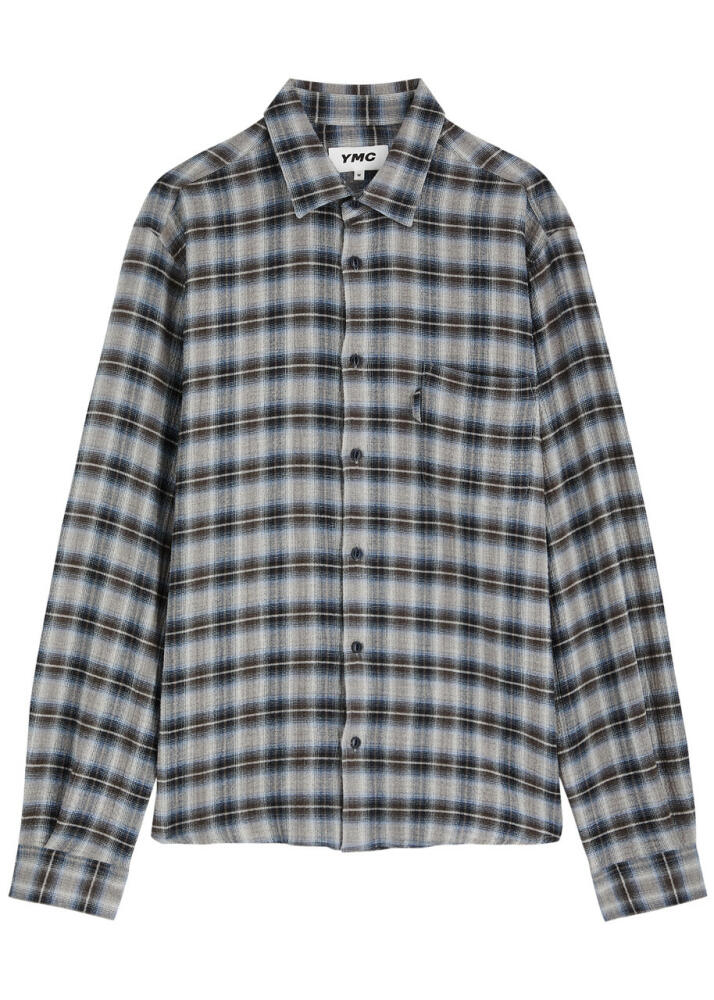 Ymc Curtis Checked Seersucker Shirt - Grey Cover