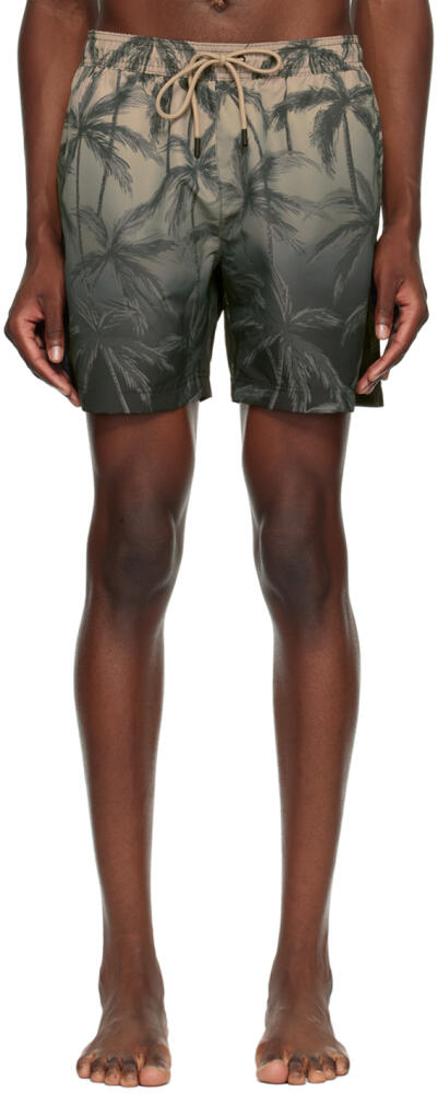 BOSS Khaki Printed Swim Shorts Cover