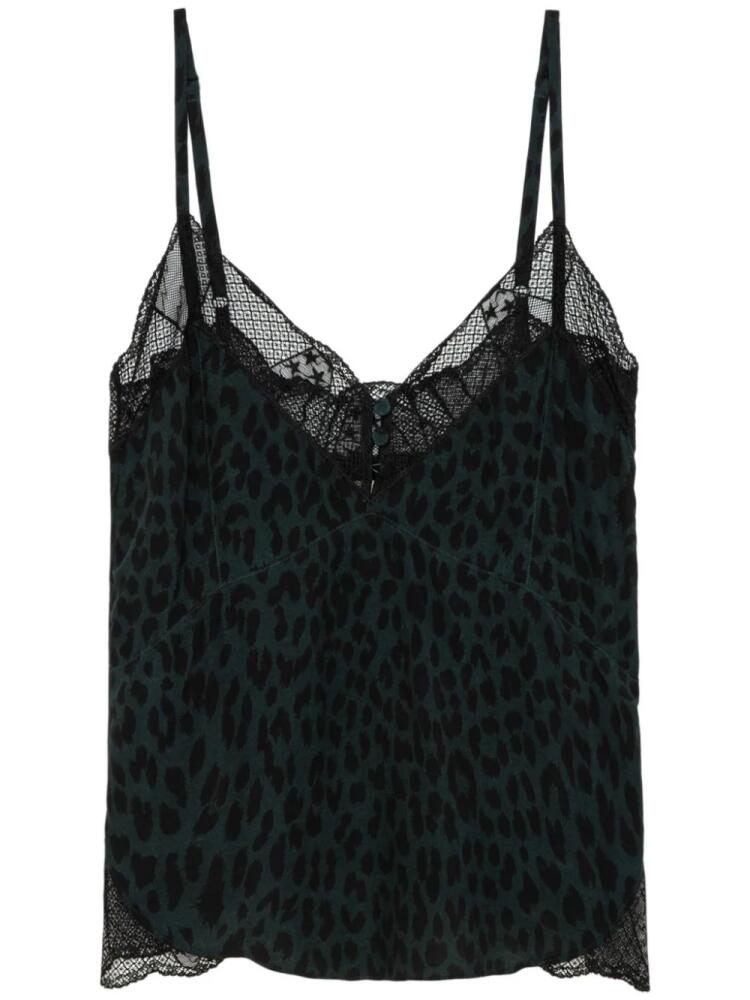 Zadig&Voltaire Cyoko Leopard Top - Green Cover