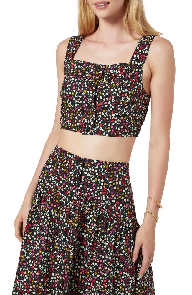 Joie Bronsonna Floral Square Neck Crop Top in Caviar Multi Cover