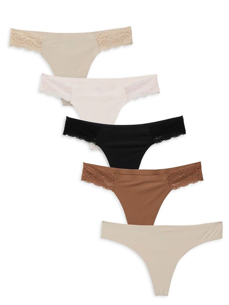 AVA & AIDEN Women's 5-Pack Thongs - Neutral Combo Cover