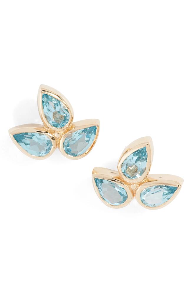 Anzie Bouquet Fleur de Lis Stud Earrings in Swiss Blue Topaz Cover