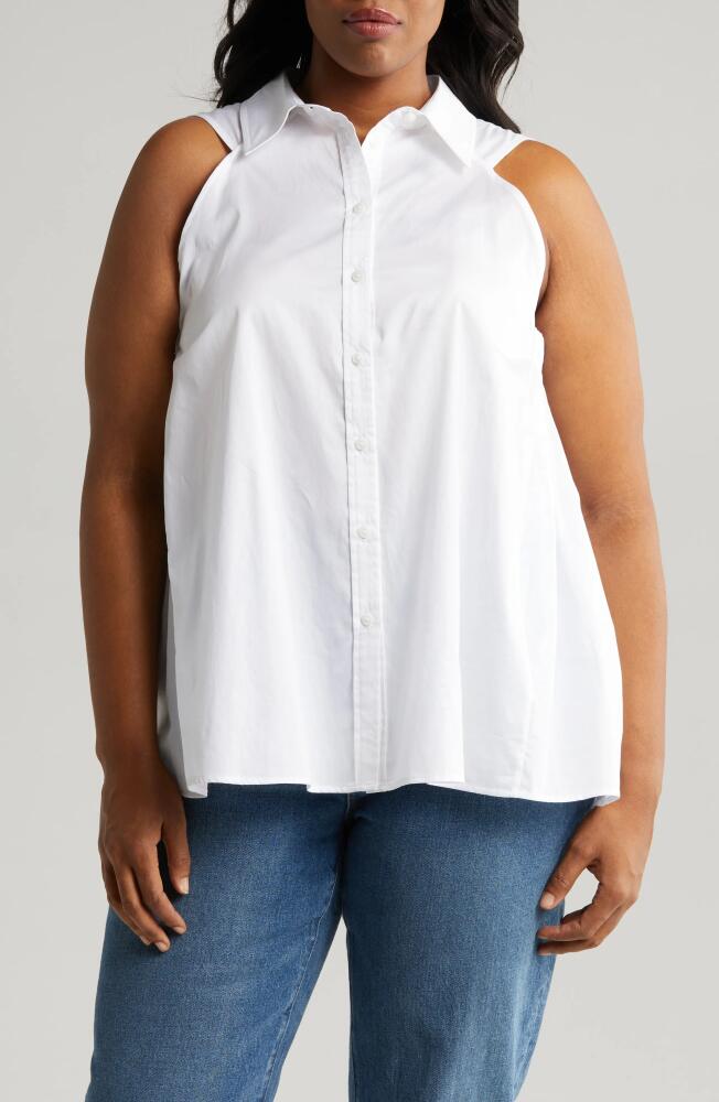 HARSHMAN Ziva Sleeveless Button-Up Shirt in White Cover