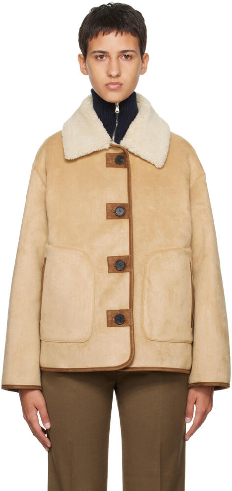 Dunst Beige Button Reversible Faux-Shearling Jacket Cover