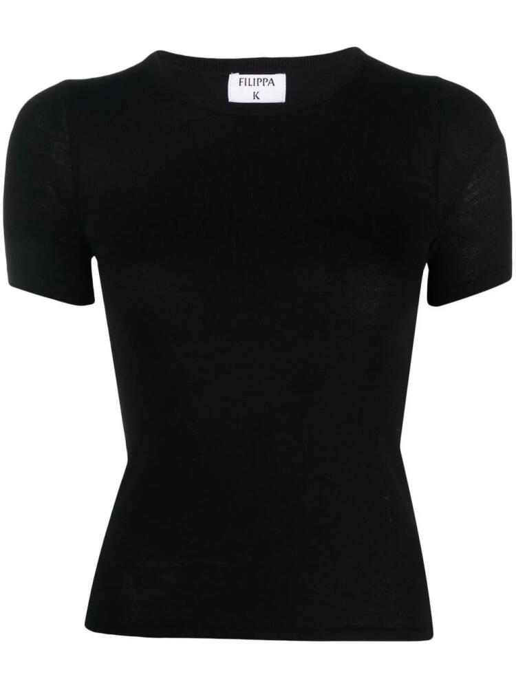 Filippa K fitted short-sleeved knitted top - Black Cover