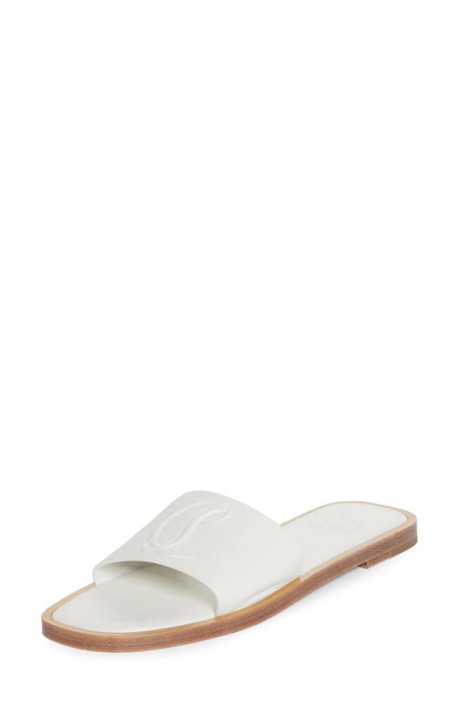 Christian Louboutin CL Logo Slide Sandal in White Cover