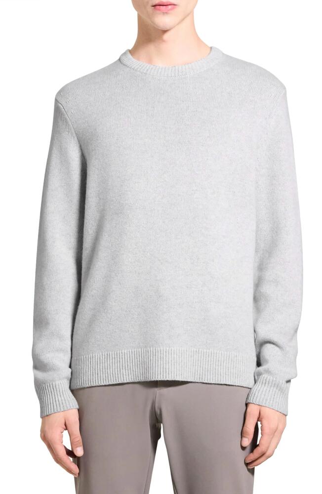 Theory Hilles Plush Wool & Cashmere Sweater in Stone White/Light Htr Grey Cover