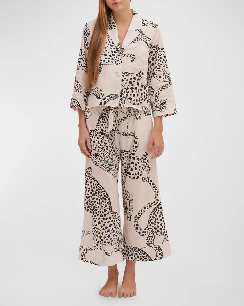 Desmond & Dempsey Cropped Animal-Print Pajama Set Cover