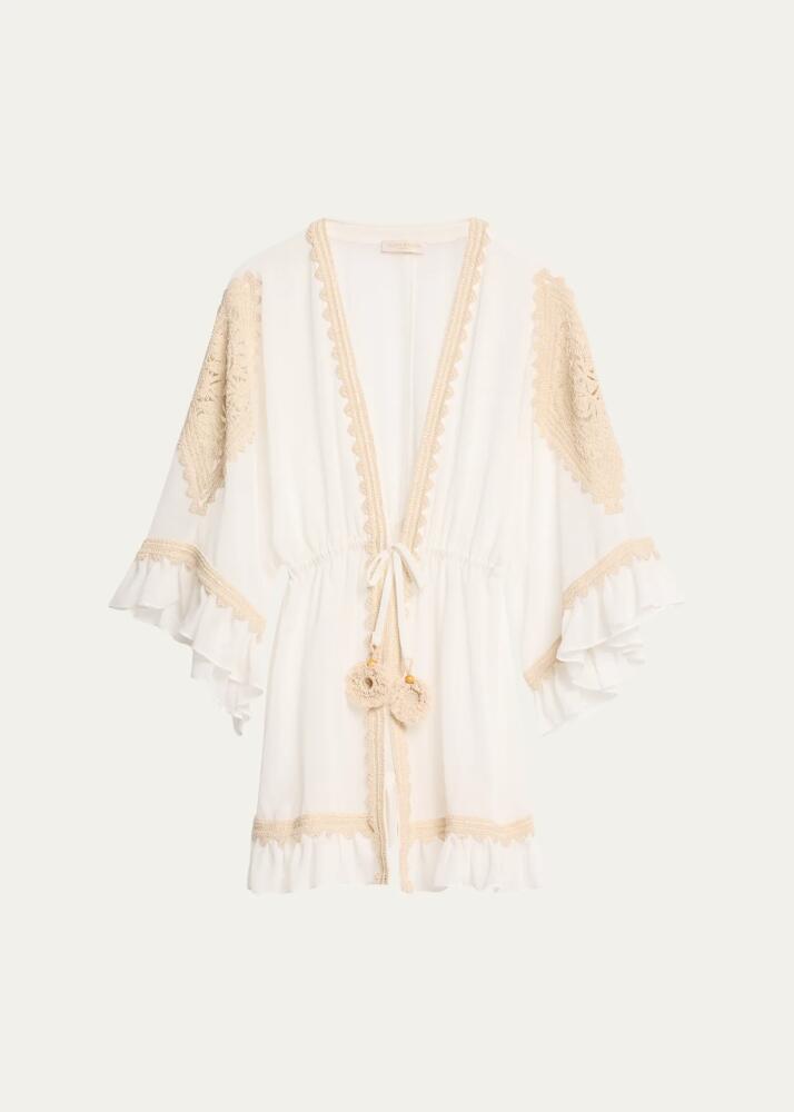 Ramy Brook Libbie Semi-Sheer Crochet Trim Coverup Cover