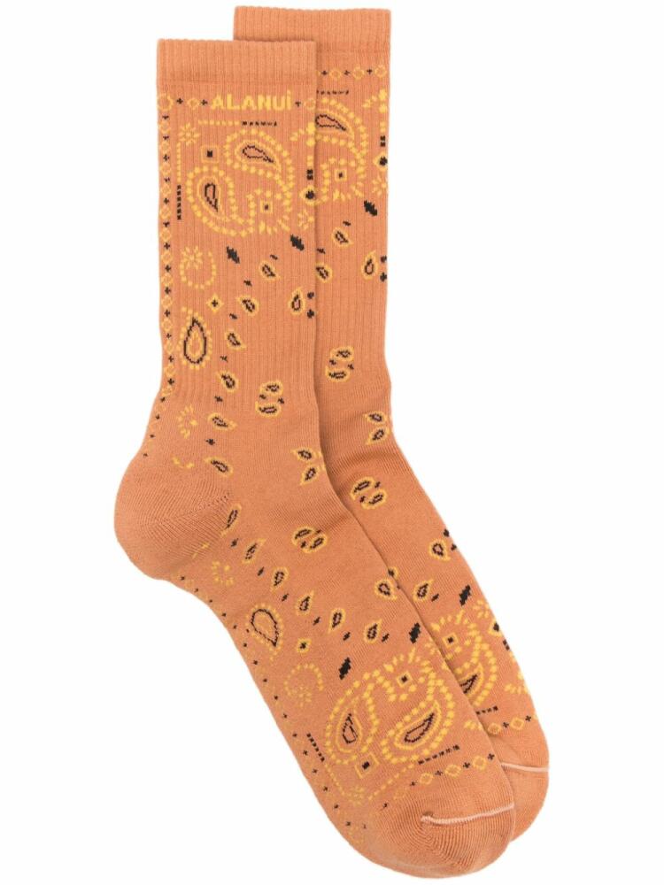 Alanui bandana-print socks - Brown Cover