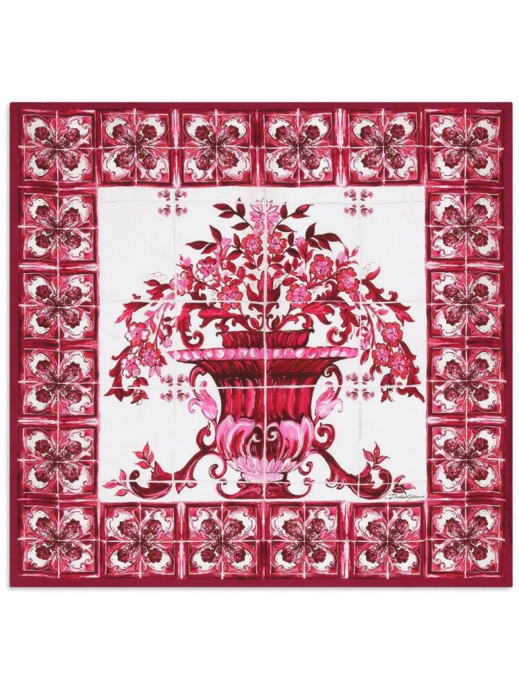 Dolce & Gabbana Majolica foulard twill scarf - Red Cover