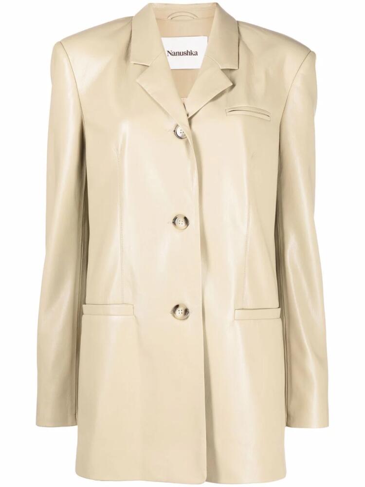 Nanushka faux-leather fitted blazer - Neutrals Cover