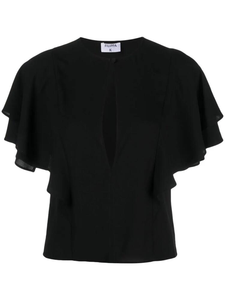 Filippa K keyhole-neck frilled-sleeved blouse - Black Cover