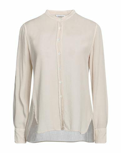 Caliban Woman Shirt Beige Viscose, Wool Cover