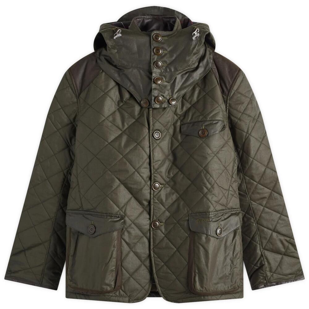 Barbour Men's TO KI TO Driving Quilted Wax Jacket in Olive Cover