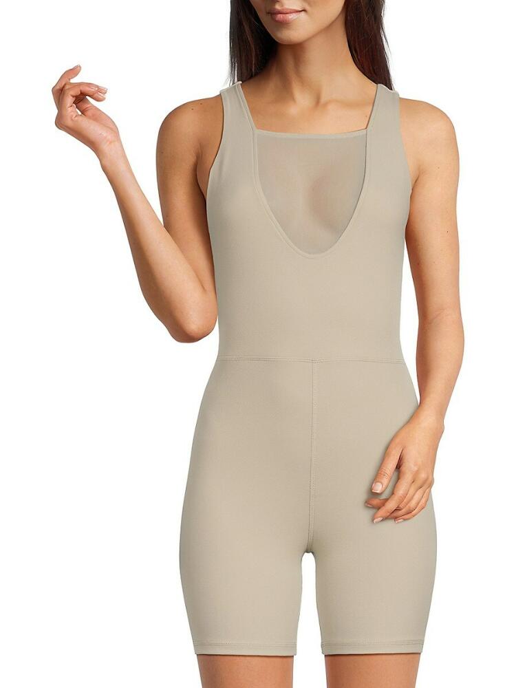 WeWoreWhat Women's Mesh Trim Shapewear Bodysuit - Stone Cover