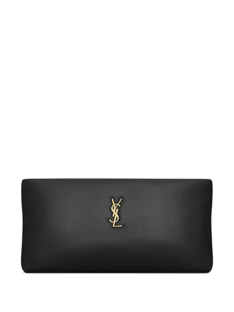 Saint Laurent Cassandre-plaque leather clutch bag - Black Cover