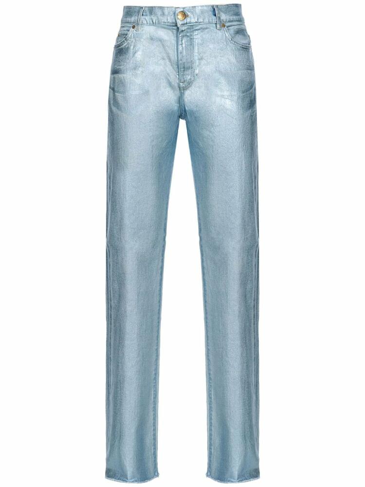 PINKO metallic-sheen straight jeans - Blue Cover