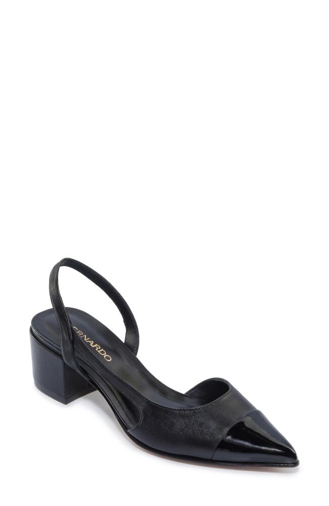 Bernardo Monroe Slingback Half D'Orsay Pointed Cap Toe Pump in Black /Black Cover