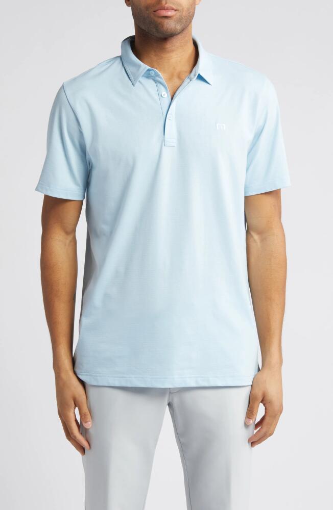 TravisMathew The Heater Solid Short Sleeve Performance Polo in Heather Dream Blue Cover