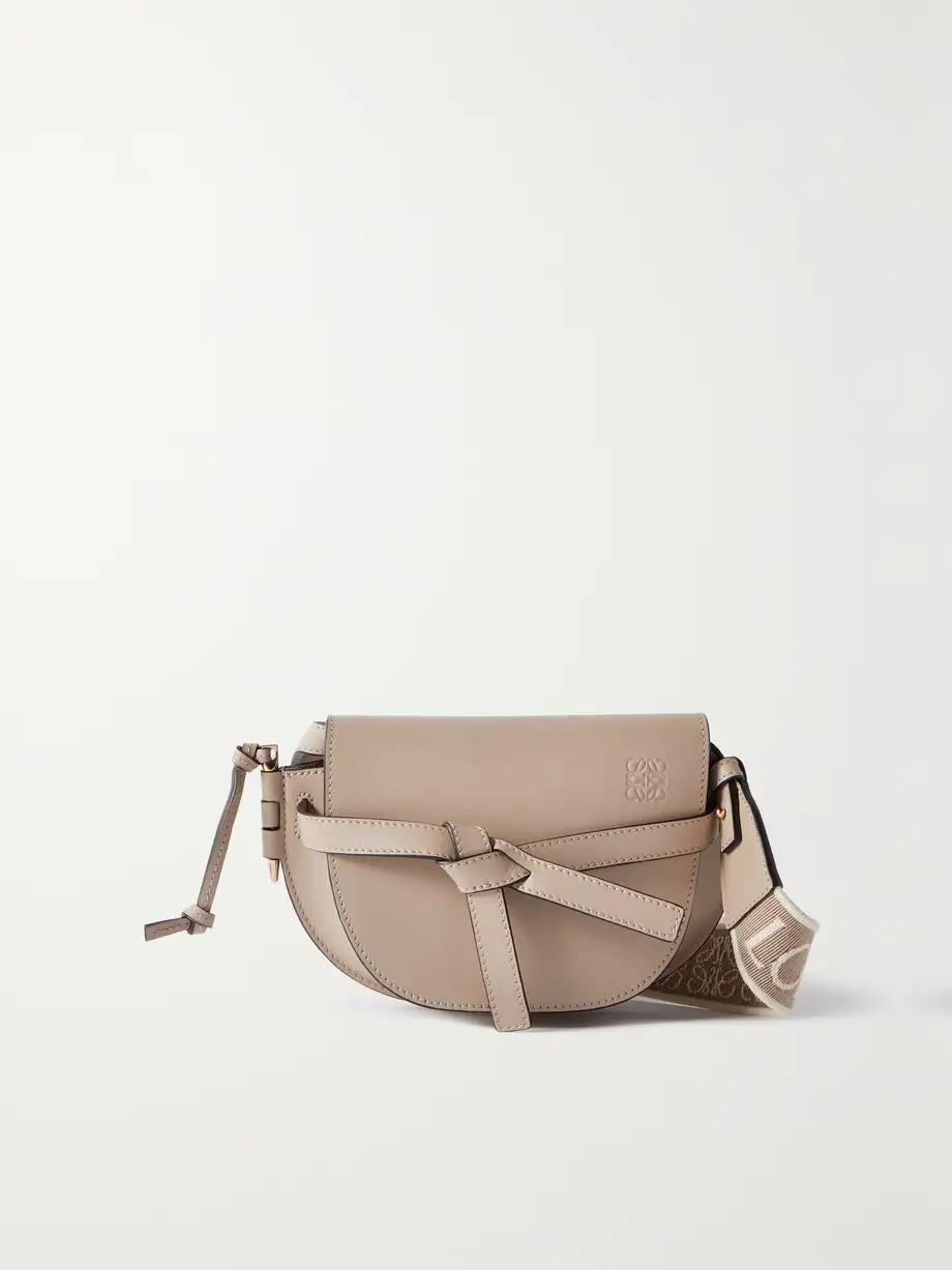 Loewe - Gate Mini Canvas Jacquard-trimmed Leather Shoulder Bag - Neutrals Cover