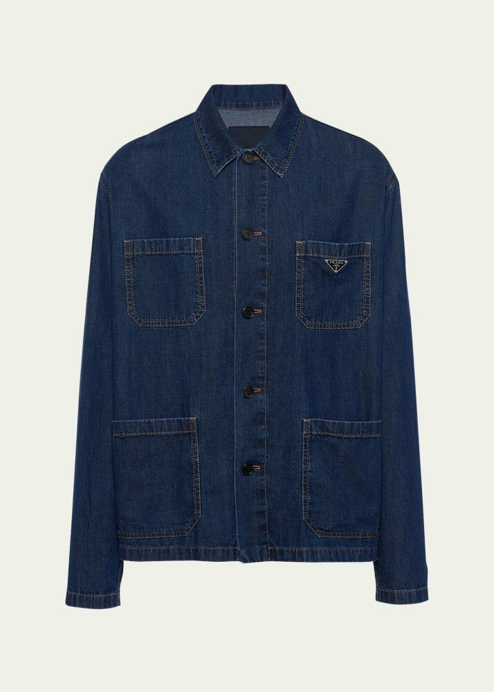 Prada Men's Light Denim Blouson Jacket Cover