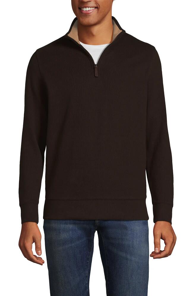 Lands' End Bedford Rib Quarter Zip Sweater in Rich Coffee Cover